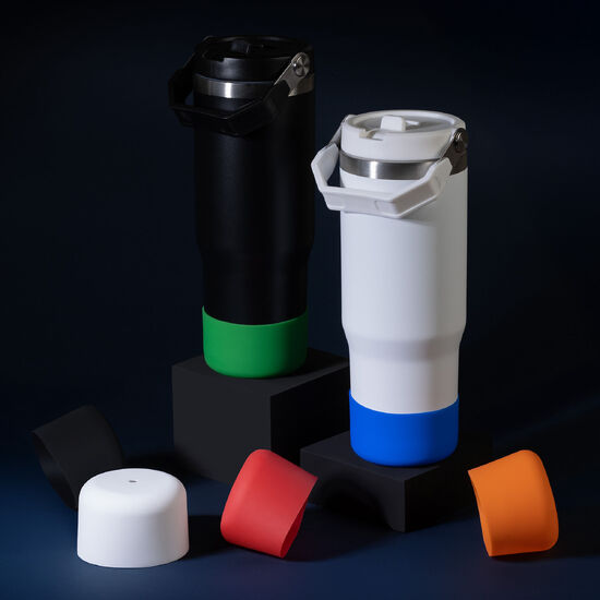 Termokubek Staffy ze stali nierdzewnej To Go, czarny/czerwony