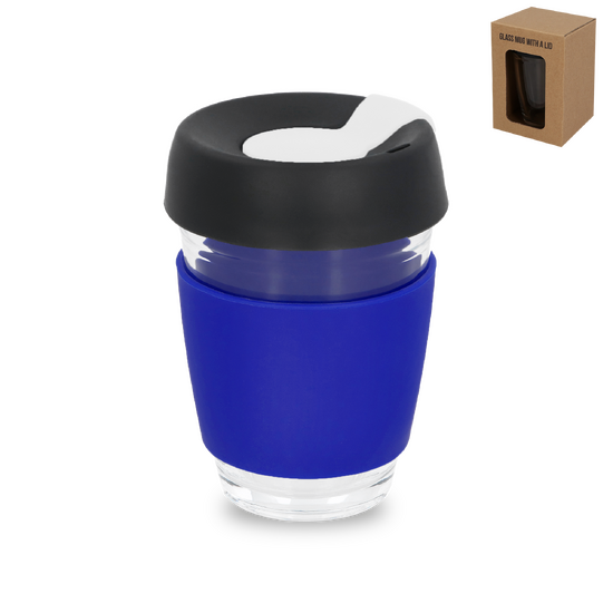 Szklanka Caroline To Go, niebieski/biały