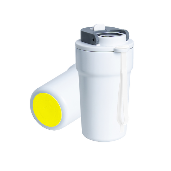 Termokubek Daisy ze stali nierdzewnej To Go, biały/żółty