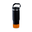 Termokubek Staffy ze stali nierdzewnej To Go, czarny/pomarańczowy