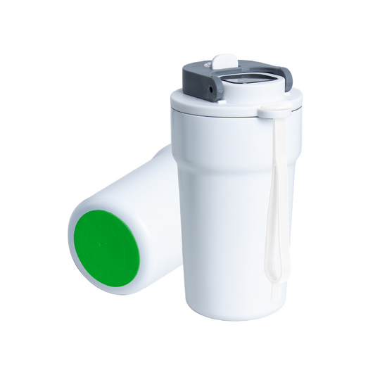 Termokubek Daisy ze stali nierdzewnej To Go, biały/ciemnozielony