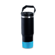 Termokubek Staffy ze stali nierdzewnej To Go, czarny/jasnoniebieski