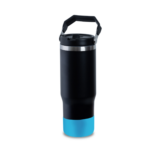 Termokubek Staffy ze stali nierdzewnej To Go, czarny/jasnoniebieski