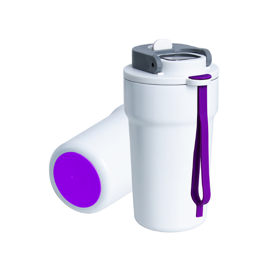 Termokubek Daisy ze stali nierdzewnej To Go, biały/fioletowy