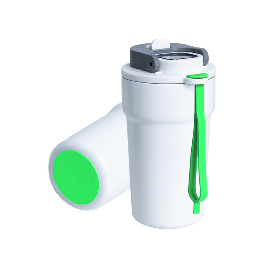 Termokubek Daisy ze stali nierdzewnej To Go, biały/zielony