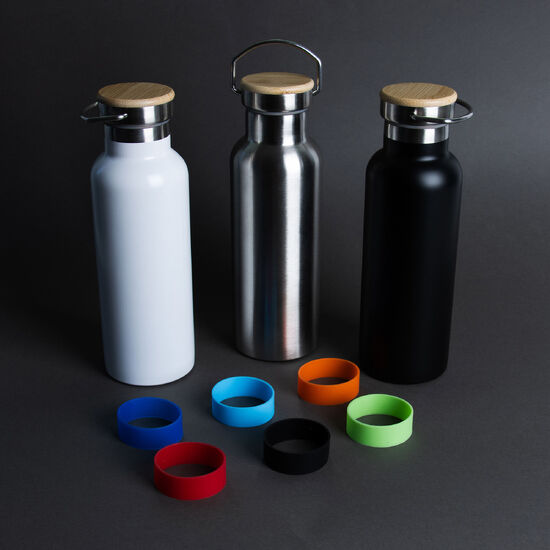 Stalowa termobutelka Melania To Go, srebna, zielony